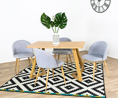 Ensemble Table à Manger Rectangulaire Et 4 Chaises Scandinaves En Bois - Trevi et rossi